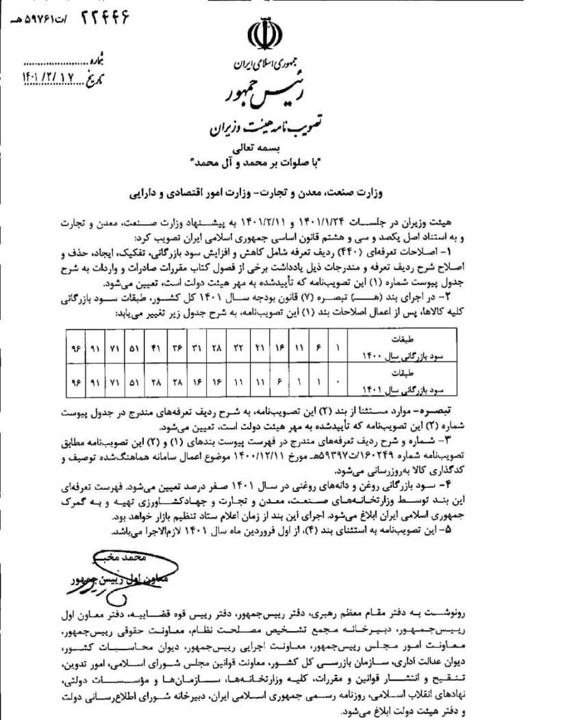 اقدام مهم دولت برای مقابله با اثرات تورمی اصلاح ارز ۴۲۰۰