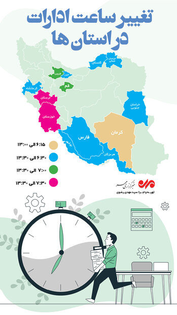 تغییر ساعت کاری ادارات در برخی استان‌