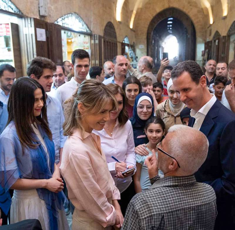 عکس/ بشار اسد و فرزندان در شهر حلب