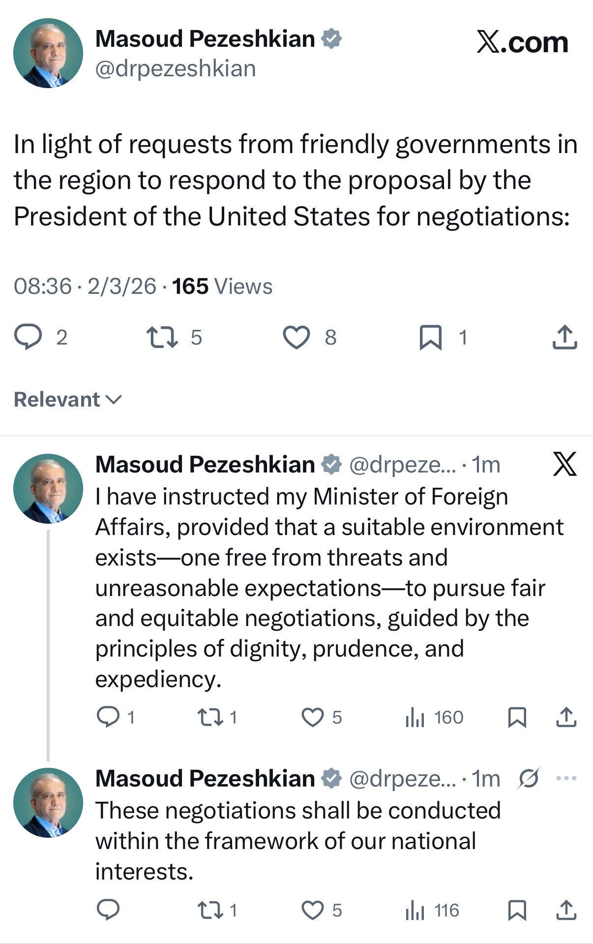 دستور مذاکره با آمریکا صادر شد