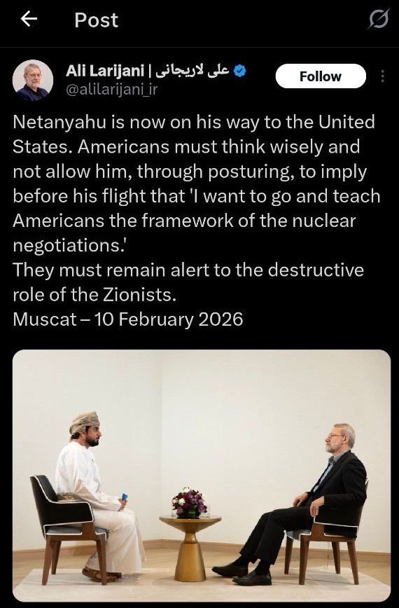 لاریجانی: آمریکا نسبت به نقش مخرب صهیونیست‌ها هوشیار باشند