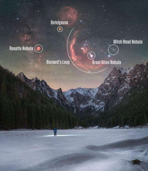 تصویر روز ناسا از گنجینههای «شکارچی» بر فراز کوههای برفی تصویر روز ناسا از گنجینههای «شکارچی» بر فراز کوههای برفی