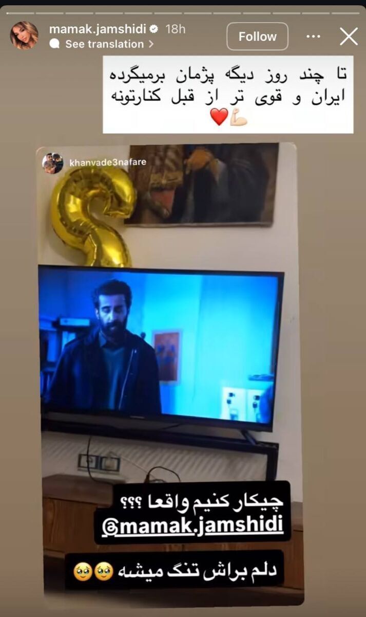 استوری خواهر پژمان جمشیدی/ پژمان تا چند روز دیگر به ایران برمی‌گردد